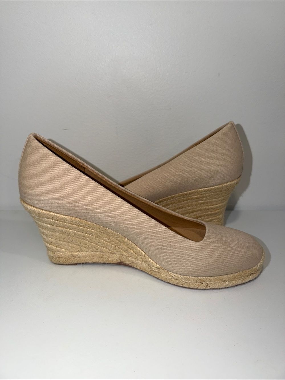 J.Crew 9 Beige Ivory Jute Wedge Espadrilles - Picture 5 of 9